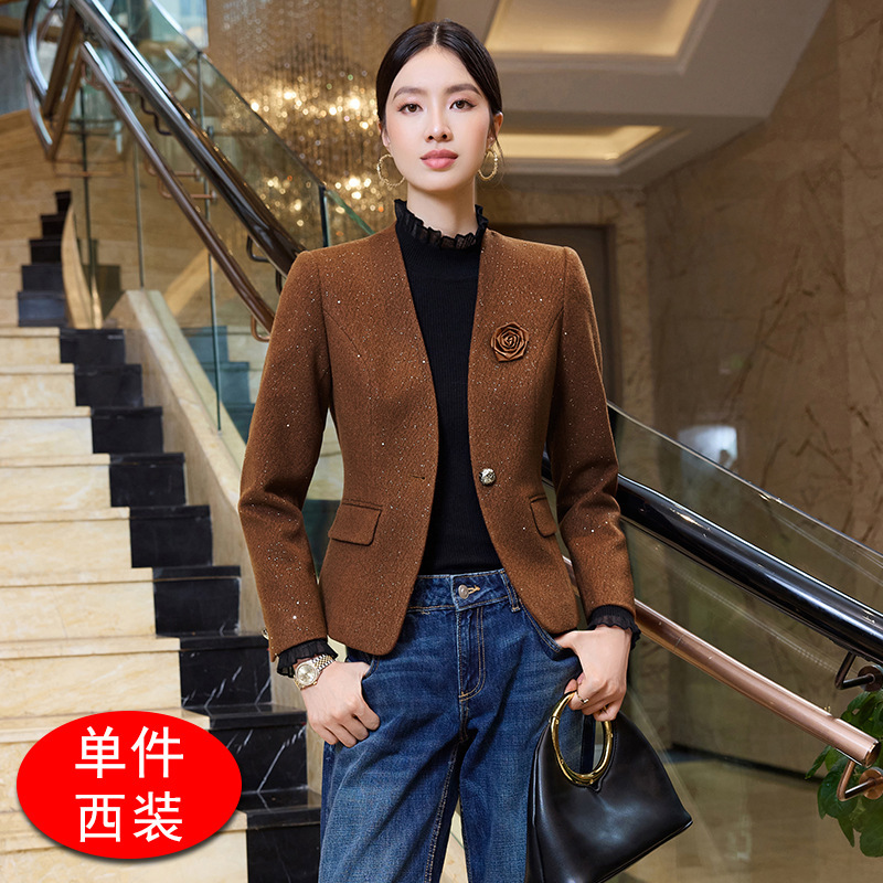 无领高端气质秋季洋气女装女士短外套女气质新款高级感小个子8187|undefined