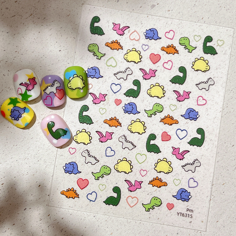 Yitu Ant Picture Flat Dinosaur Nail Art Sticker Casual Colorful Cute Cartoon Fun Style Decorative Sticker Yt6314