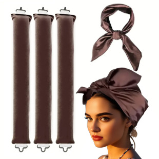 Cross-Border Amazon Home Lazy Satin Silk Scarf and Heat-Free Curling Iron Set for Lazy People