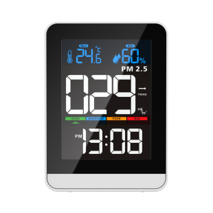 Pm2.5 Air Quality Detector Indoor Temperature and Humidity Digital Clock Fashion Alarm Clock Silent Environmental Protection