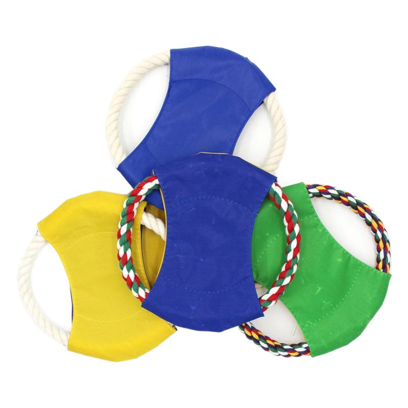 Cuerda de algodón Lona Juguetes para perros Lanzamiento de frisbee Entrenamiento interactivo OVNI Juguetes para mascotas Suministros de entrenamiento para perros pequeños y medianos