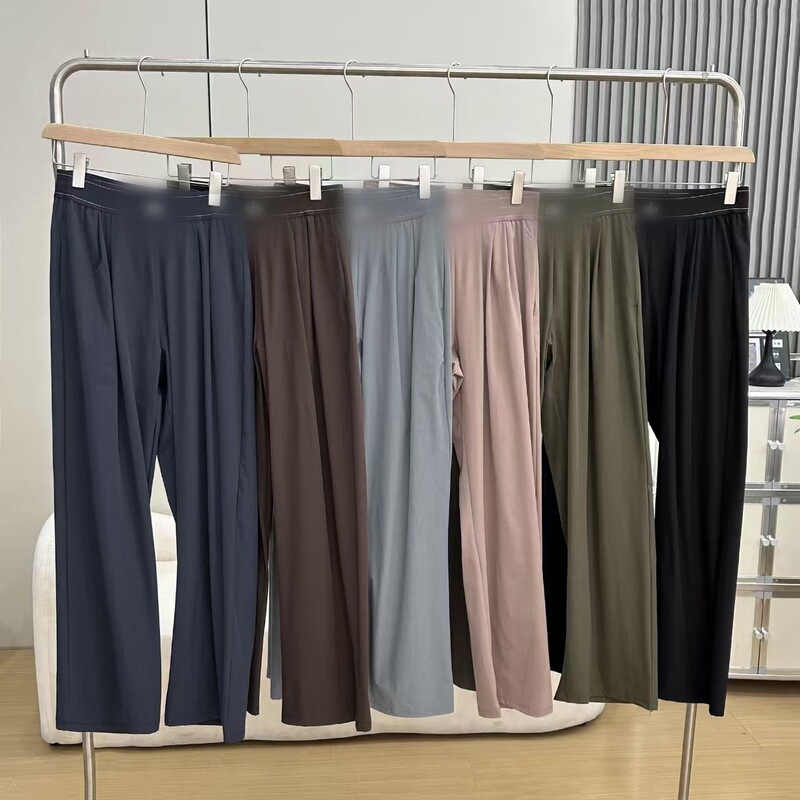 A*O Summer Thin Casual Sports Trousers Woven Wide-Leg Pants Quick-Dry High-Waist Drapey Straight-Leg Pants