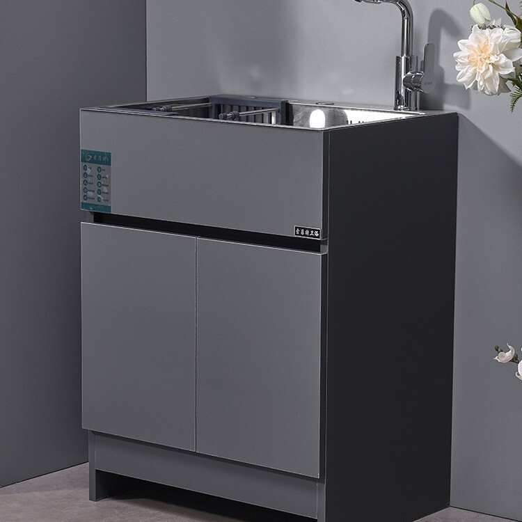 Stainless Steel Sink Cabinet Kitchen Sink Sink Bathroom Cabinet Small Household Laundry Sink Cabinet Integrated Cabinet