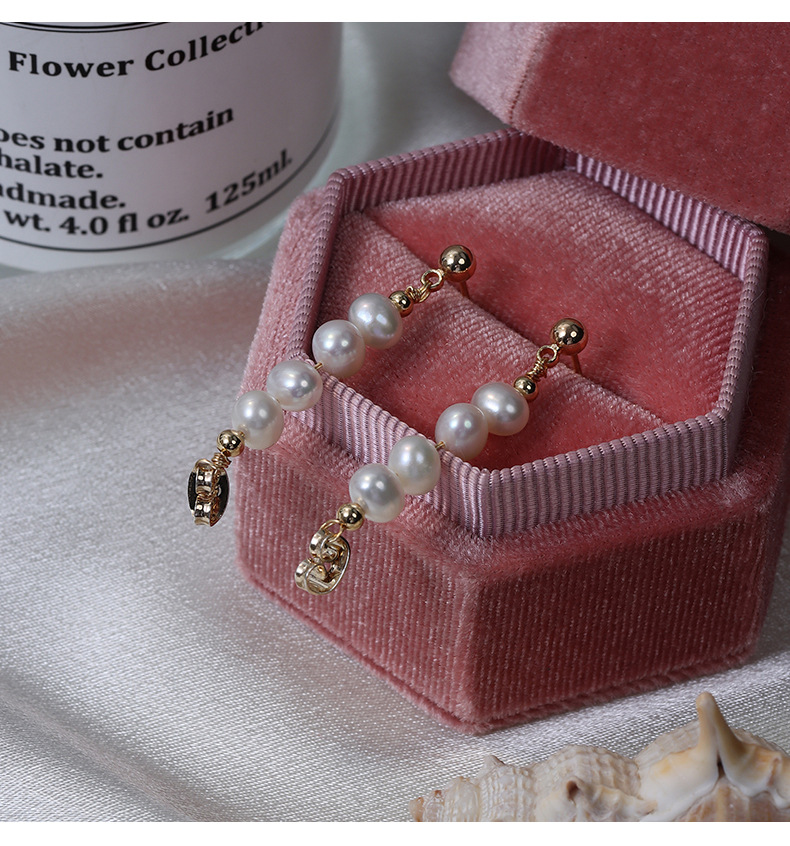 1 Pair Freshwater Pearl Copper Freshwater Pearl Freshwater Pearl Earrings Solid Color Drop Earrings Earrings display picture 5