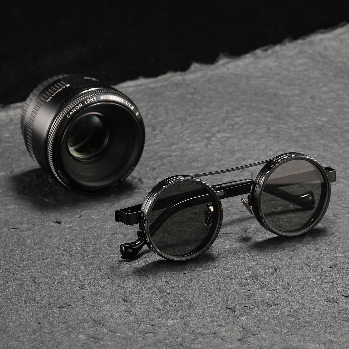 Gafas de sol reductoras de luz ajustable ND de nueve velocidades, filtro giratorio infinito, personalidad retro, gafas de sol polarizadas, estilo vapor punk