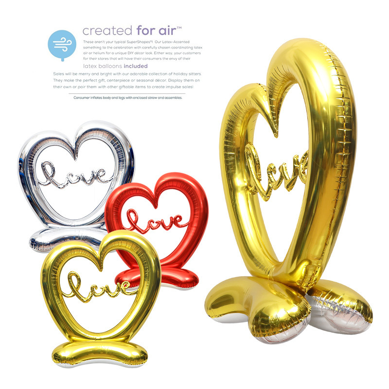 Wedding room proposal Party decoration photo props toy balloon 4D three-dimensional standing peach heart LOVE big balloon