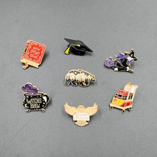 Brooch, metal retro badge, accessory