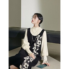 背心裙针织衫两件套装连衣裙女秋冬新款法式显瘦长背带裙毛衣