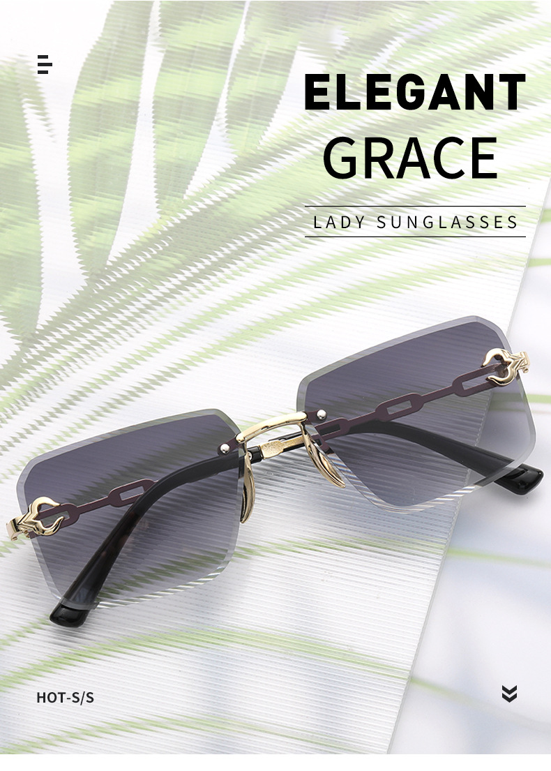32g Weight Frameless Glasses Structure Sunglasses Classification PC, UV400 Protection Lens Material Square Glasses Style Travel Occasion Solid Color Pattern Women'S Gender Fashion Style Fashion Solid Color PC UV400 Protection Square Frameless Women's Sunglasses 2