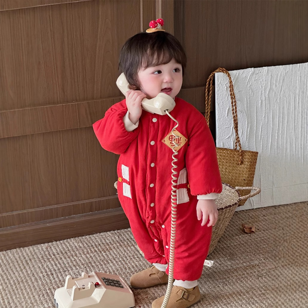 Ropa de algodón para bebés, ropa de invierno para bebés, ropa de invierno para bebés, ropa de Año Nuevo para niños recién nacidos, chaqueta acolchada de Año Nuevo, ropa acolchada de invierno para niños