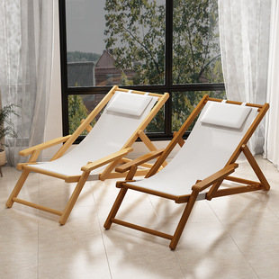 Outdoor Canvas Camping Dual-Purpose Chair Bamboo Lounge Chair Folding Home Courtyard Balcony Lunch Break Chair New Beach Chair