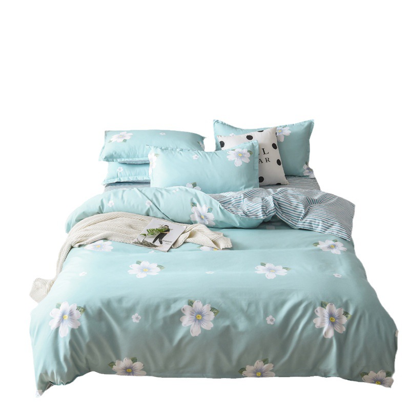 2023 New Thickeneded Brushed Four-Piece Set Soft Skin-Friendly Quilt Cover Bed Sheetss Spring Autumn Winter Printed Scandinavian Bedding