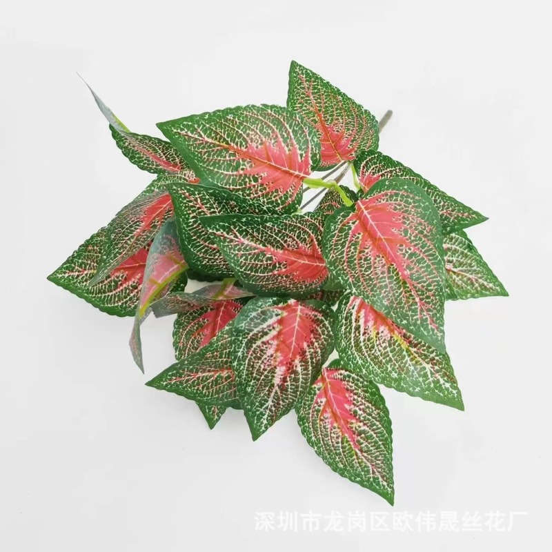 直送7頭PVC製人工観葉植物、グリーンロウ、星点目、偽の葉、ギフト、結婚式の部屋の装飾、飾り物|undefined