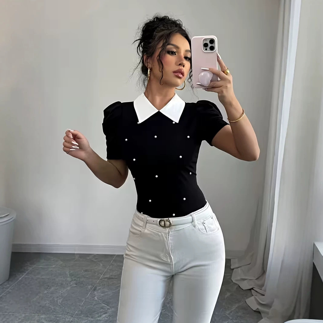Camiseta de punto manga corta blanco