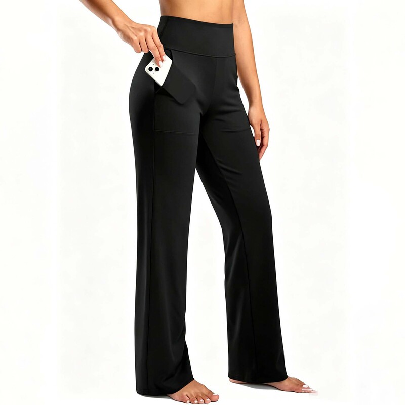High-waisted flared pants with side pockets, tight-fitting, stretchy, slimming, for sports and outdoor activities, women's yoga pants for fitness High-waisted flared pants with side pockets, tight-fitting, stretchy, slimming, for sports and outdoor activities, women's yoga pants for fitness