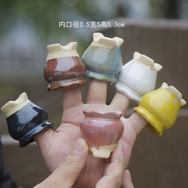 Korean-Style Succulent Flower Pot, Coarse Pottery with Flowing Glaze, Plain-Fired Thumb-Sized Pot, Personalized Mini Ceramic Flower Pot, Breathable Small Flower Pot, Free Shipping