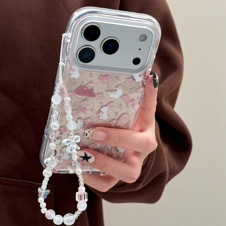 卡通锡纸纹小兔子小花适用iPhone17promax苹果16手机壳15新款14女