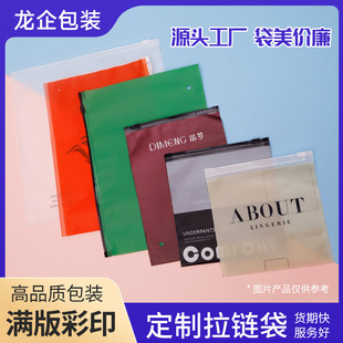 Transparent Zipper Bag Frosted Packaging Bag Custom Logo Printed Clothing Bag Women's Full Version Color Printed Plastic Pe Bag