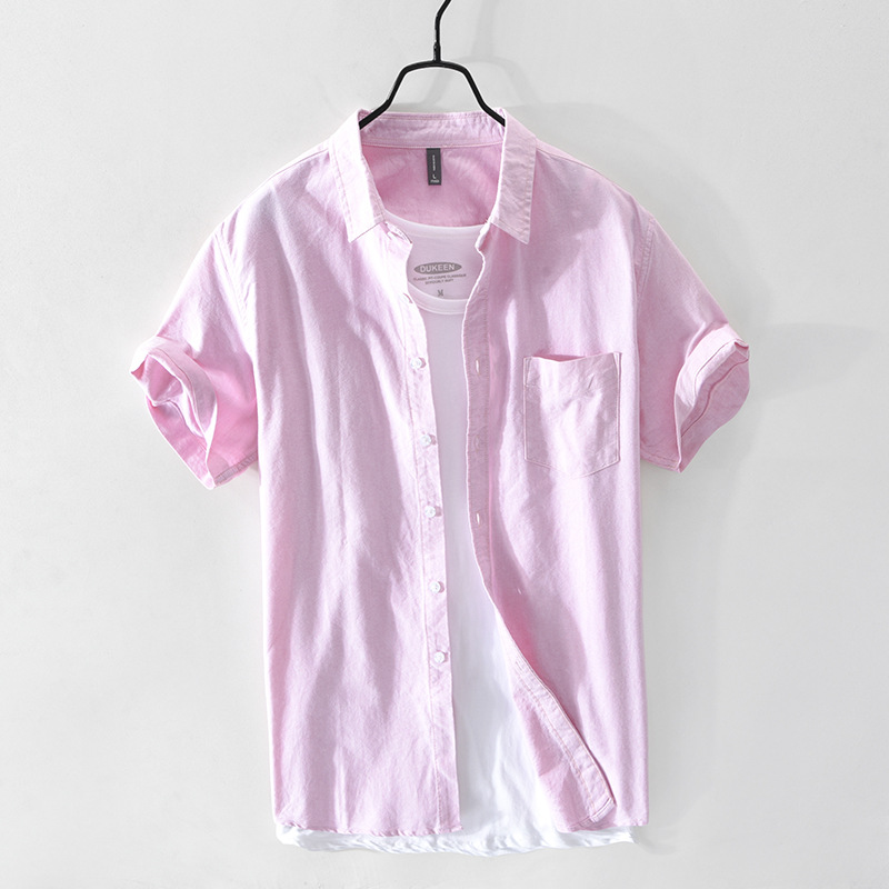 Summer new men's casual handsome short-sleeved shirt men's fresh short-sleeved cotton cardigan men's shirt 779