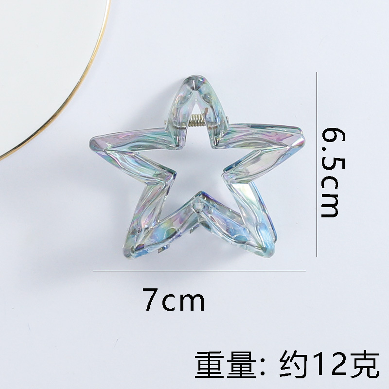 ファッショナブルな新しいレーザー中空五芒星グリッパー、キャンディーカラーのスターグリッパー、女性用ハイエンドシャークグリッパー、後頭部用|undefined