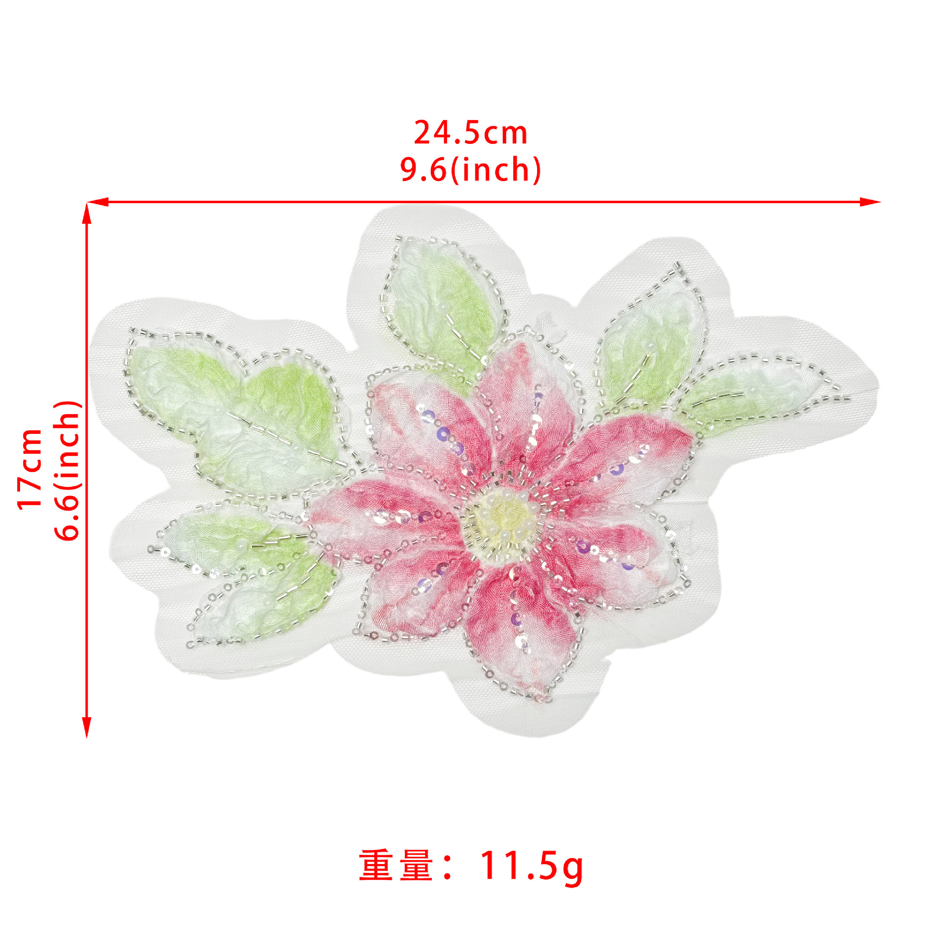 26 primavera y verano nuevo hilo de malla sequinilla bordado DIY tela teñida pegada flor de pecho decoración de moda accesorios de ropa de mujer