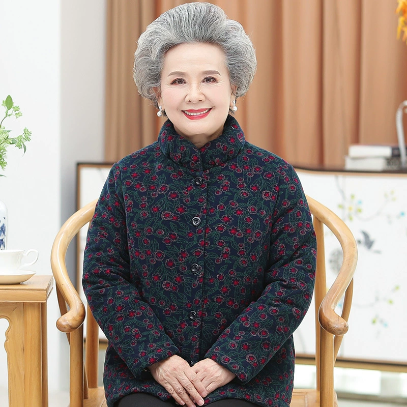 Бабушка одеваются толстые хлопчатобумажные куртки для пожилых женщин