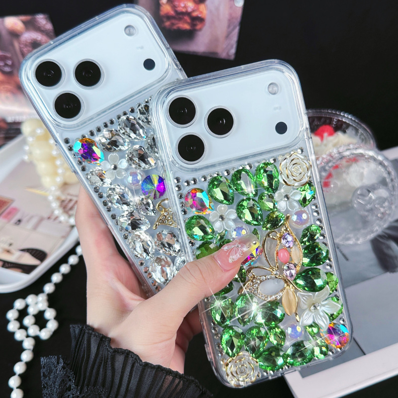 适用于苹果iPhone17手机壳17ProMax水晶闪钻16pro轻奢风ins风点钻|undefined