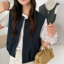 韩版时尚宽松休闲无袖工装夹棉马甲外套女2025秋新款百搭马夹上衣