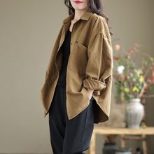 剪标专柜品牌外贸休闲衬衫女装高质量外套斜纹宽松大码上衣