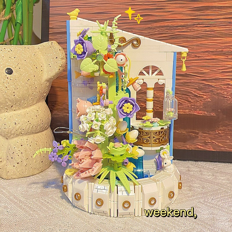 Compatible con bloques de construcción de Lego flor Día del maestro Día de San Valentín regalo rompecabezas montado juguete decoración flor cara Té Idioma