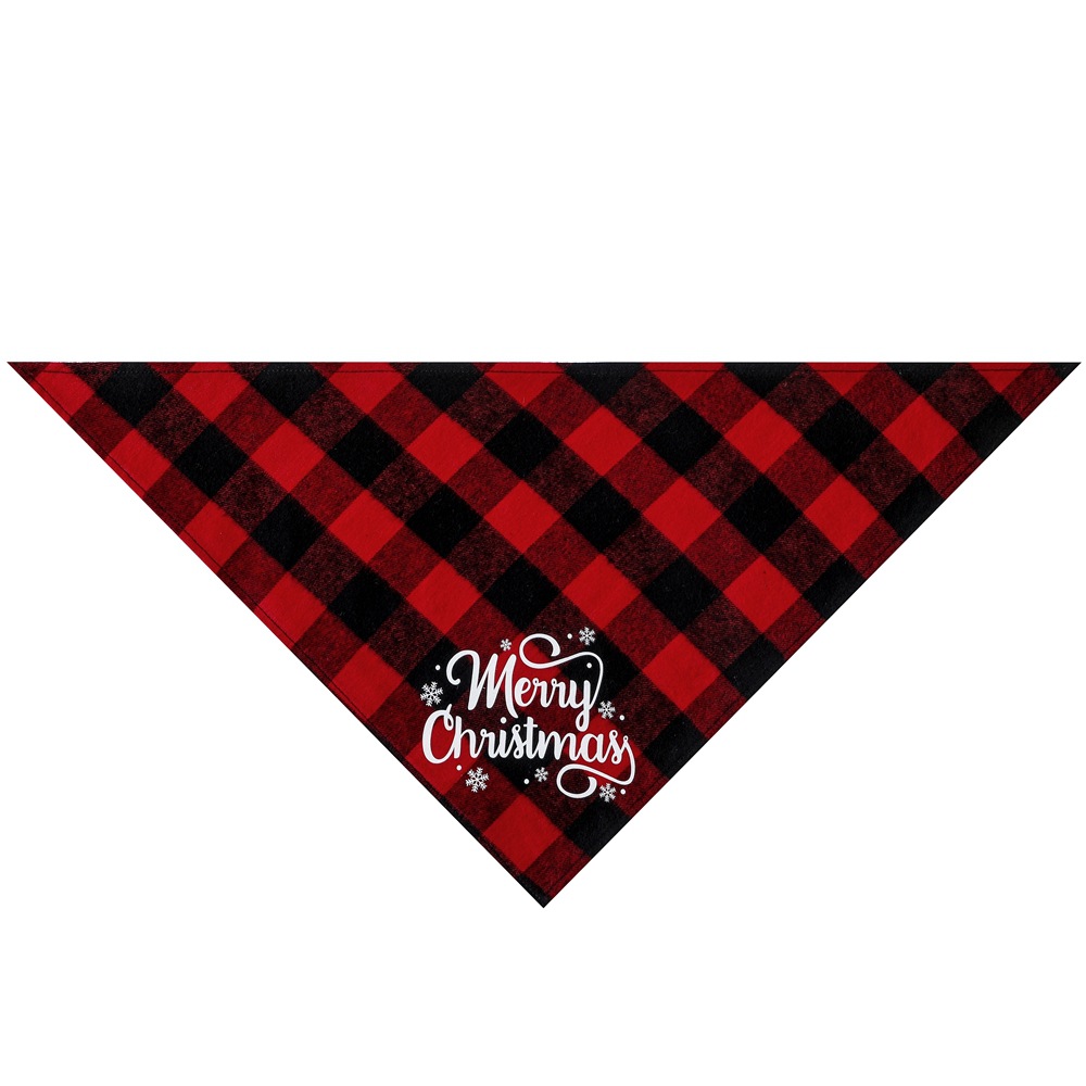 Nuevas mascotas de Navidad de algodón rojo negro verde negro cuadrado toallas de saliva perros de una sola capa cuadrada toallas bufandas triangulares