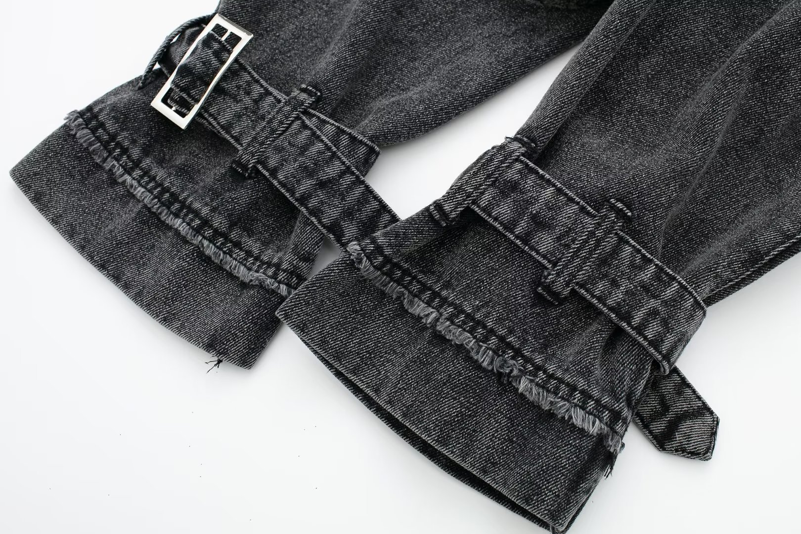 Trench da motociclista con cintura larga in denim da donna, stile autunno e inverno 2024 D68559_voghion.com
