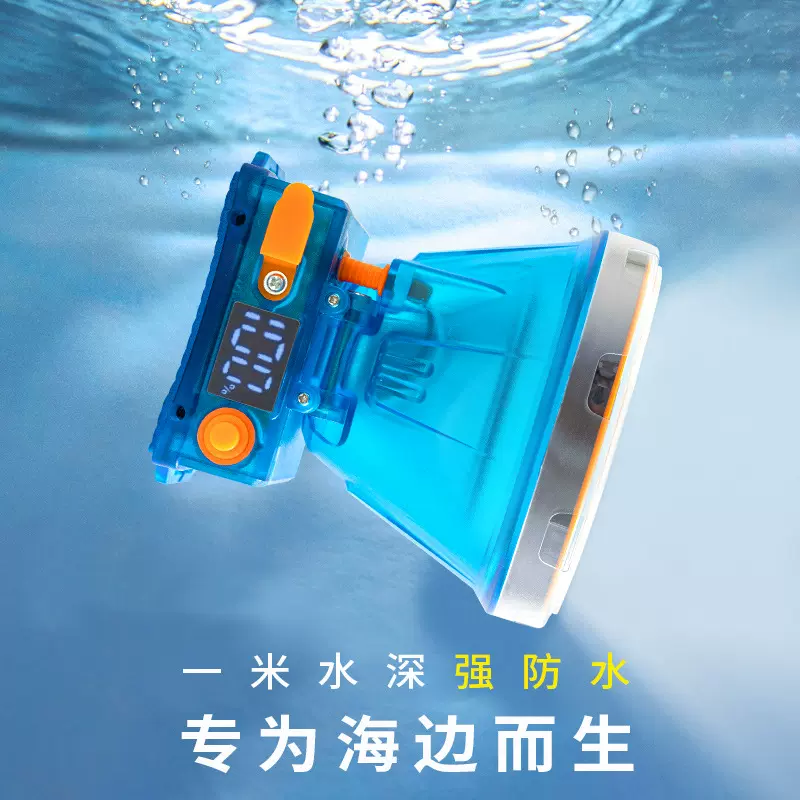 艾格菲厂家强光高流明激光炮超亮远射三锂电户外钓鱼赶海防水头灯