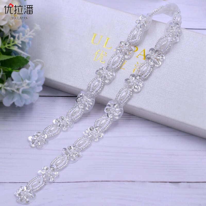 Youlapan S382 Wedding Dress Beaded Belt for Women, Decorative Skirt, Satin Ribbon Waist Decoration, Bridal Waist Cincher