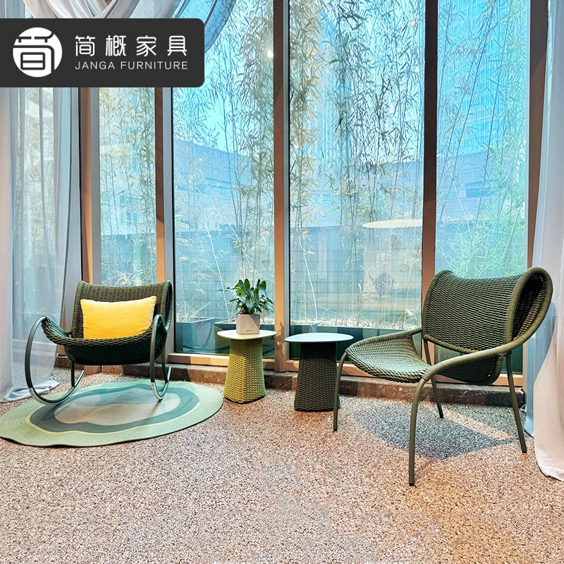 别墅阳台休闲摇椅藤编户外沙发椅庭院藤椅茶几组合防水防晒摇椅|undefined