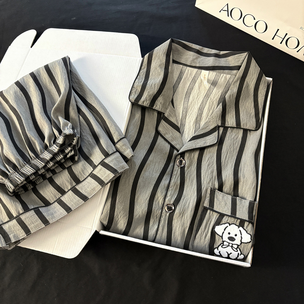 Pajamas for Men, Summer Cloud Cotton Short-Sleeved Shorts, Thin Style for Teenagers, Boys, Thin and Cool Home Wear Set