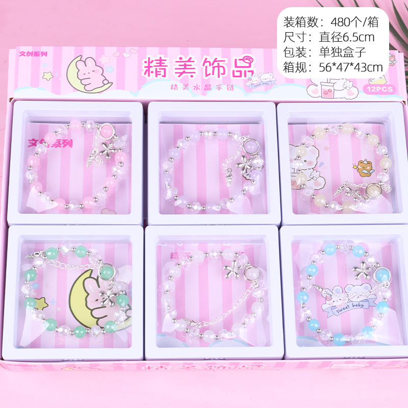 Pulsera de cuentas de bambú de dibujos animados - Estilo时尚, venta al por mayor, cuentas de cristal, joya para parejas y estudiantes, pulsera para niños y joyería femenina