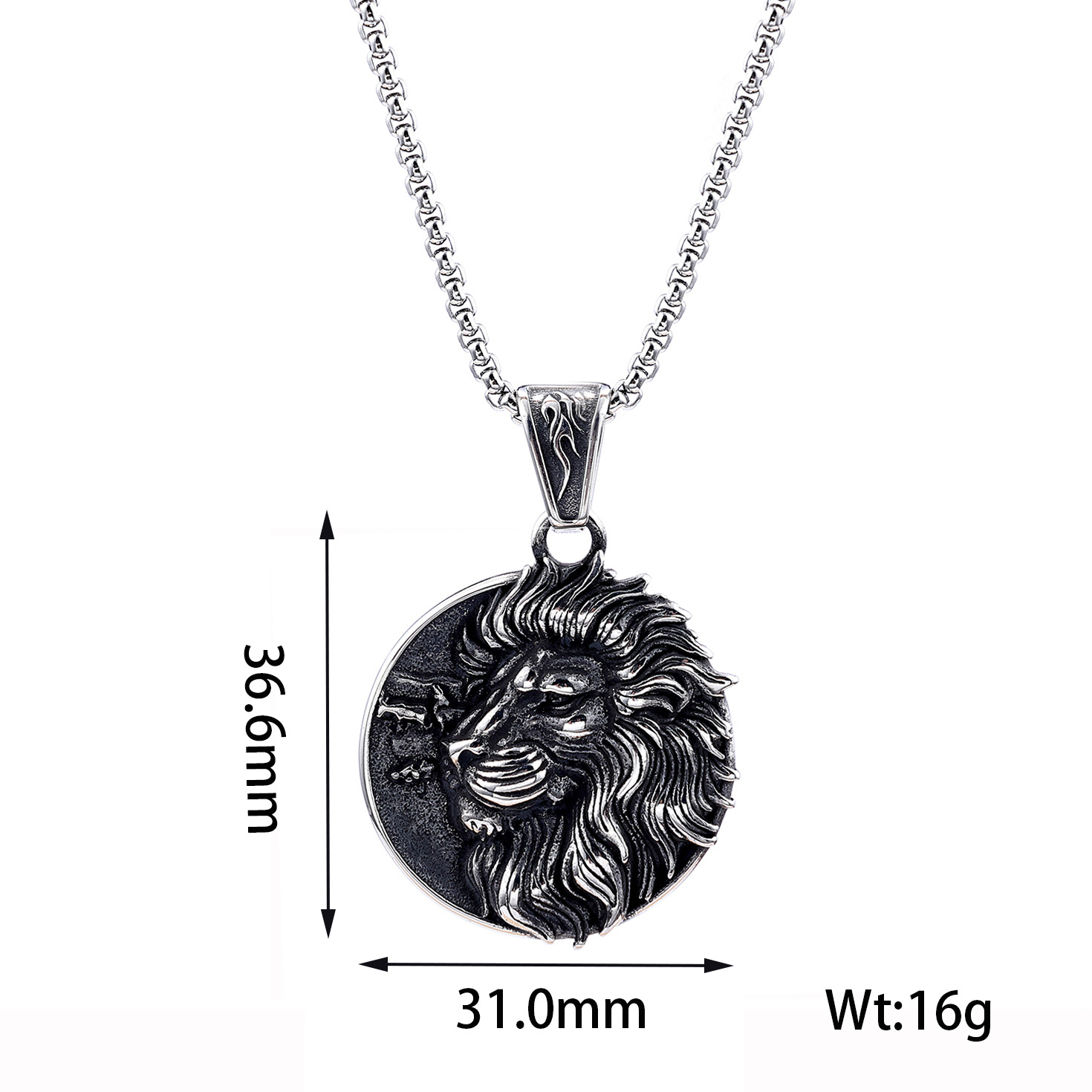 Retro Round Lion 304 Stainless Steel Polishing Men'S display picture 1