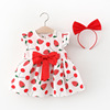 Summer sleevless dress, skirt, children's strawberry sleevless, dress with sleeves, Korean style, 0134 years