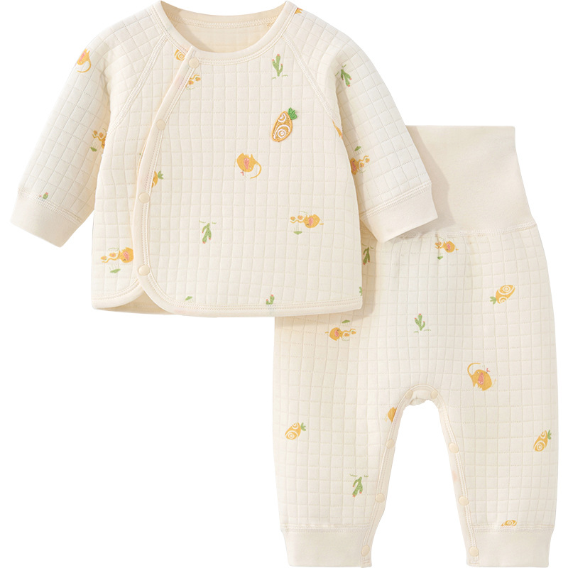 Baby calentamiento ropa interior set otoño-invierno recién nacidos hombres y mujeres base de algodón cintura alta protector del estómago split baby chaqueta de otoño pantalones de otoño