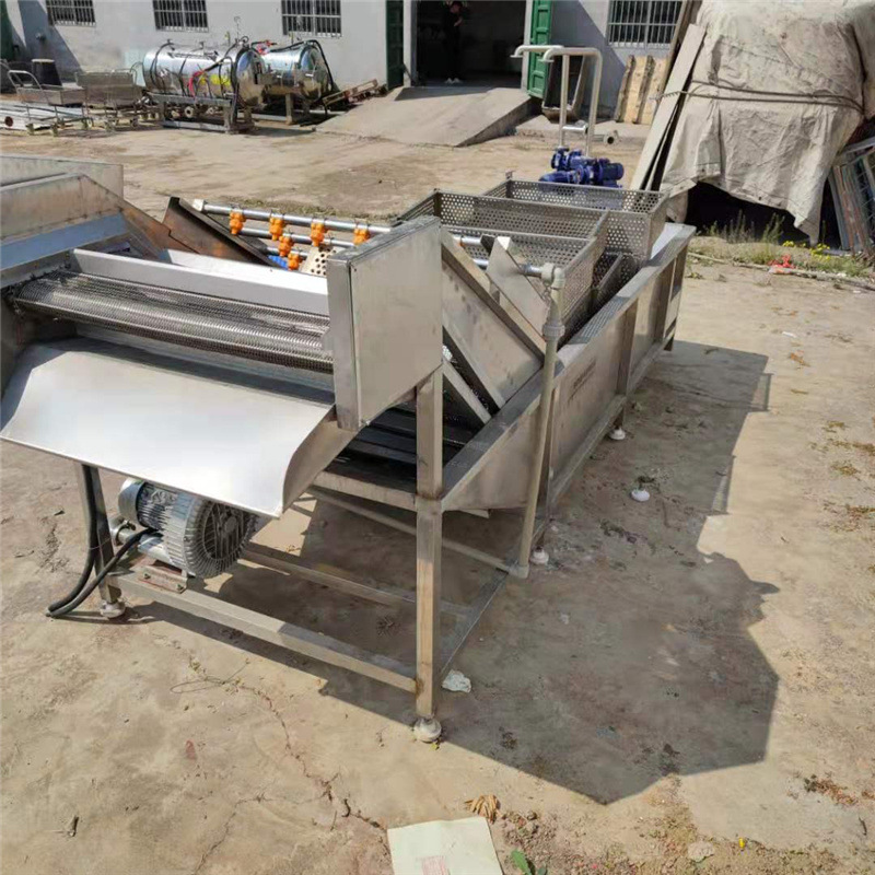 出售二手不锈钢果蔬清洗机气泡清洗机冷却线风干机气浪清洗机