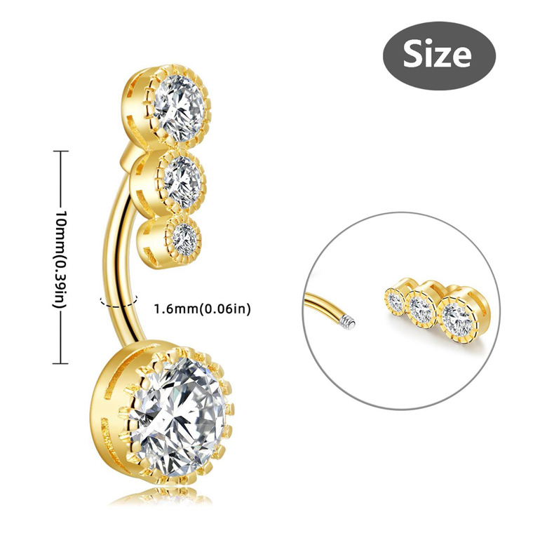 Piercing nombril en acier inoxydable avec zircon et fleur_voghion.com