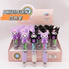Kurumi Silicone Figurine 4-Color Round Ballpoint Pen for Students Multi-Color Push Button Oil Pen Multifunctional Stationery Journal Pen