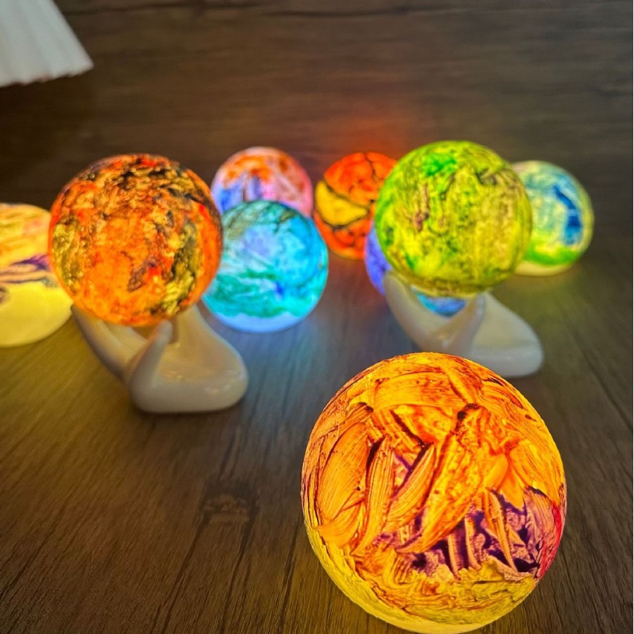 Transfronterizos dibujados a mano 3D luz planetaria diy luz lunar pintada a mano pintada parental salón de eventos fiesta pequeña