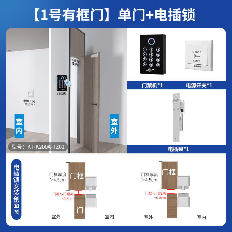 Fingerprint set [no. 1] framed door] single door + electric lock