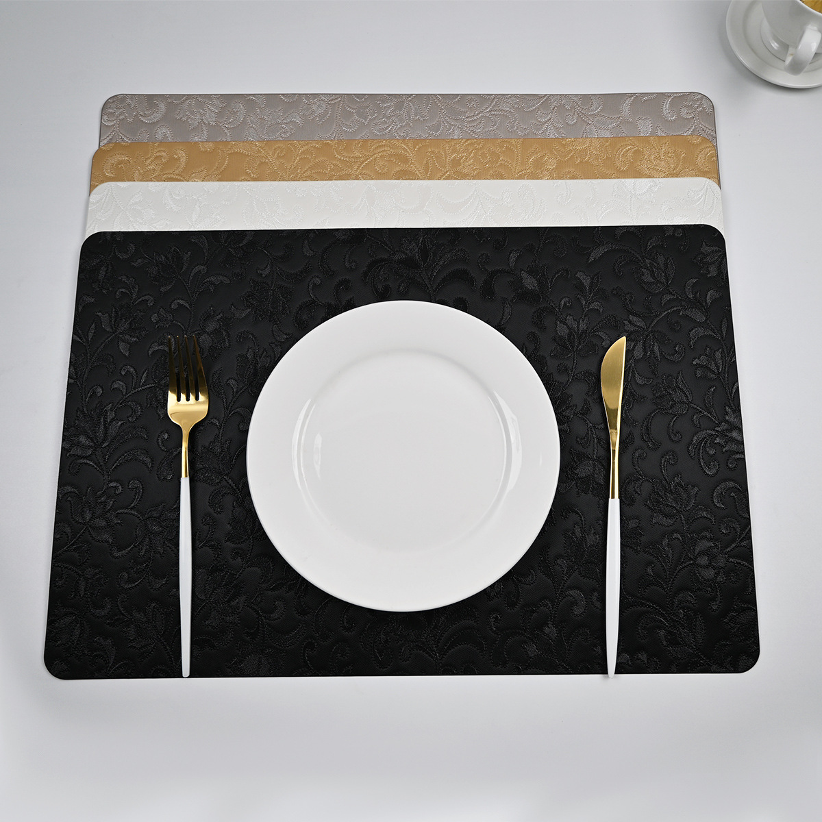 Cojín de cuero bordado imitación cojín de PVC cojín occidental de lujo ligero nórdico retro impermeable aislamiento térmico cojín de mesa restaurante hotel al por mayor