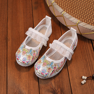 2025 Girls Embroidered Shoes, Chinese Style Kidsren's Mesh Shoes, Han Dynasty Shoes, Baby Costume Performance Shoes, Mesh Cloth Shoes