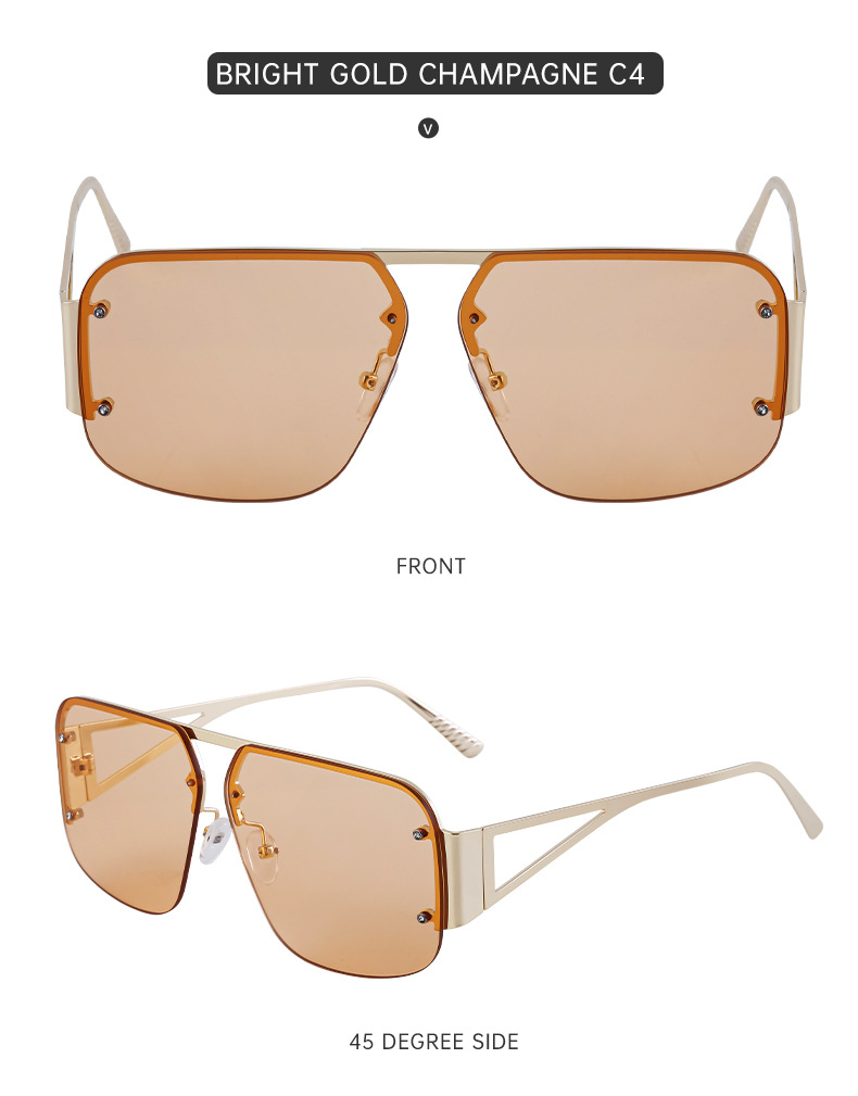 Sunglasses Unisex European Style Frameless Rectangular Shades_voghion.com