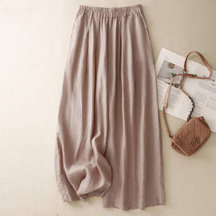 Actual Shot of 2025 New Style Refreshing and Versatile Literary Casual Loose Slimming Wide Leg Pants for Women