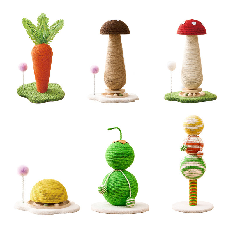 Mushroom-Shaped Carrot Candy Cane Cat Scratching Post, Cat Scratching Board, Sisal Coconut Tree Cat Climbing Frame, Xincat